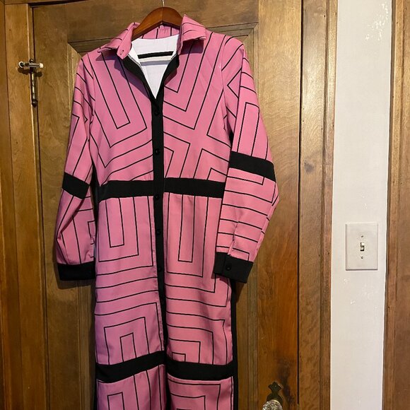 So lovely!! Dusty Rose Button Down Women's Collared Shirt Maxi Dress - Size M - Picture 3 of 15